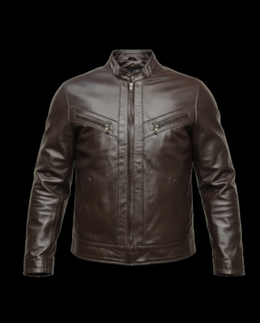Мъжко кожено яке - 102 кафяво - 1