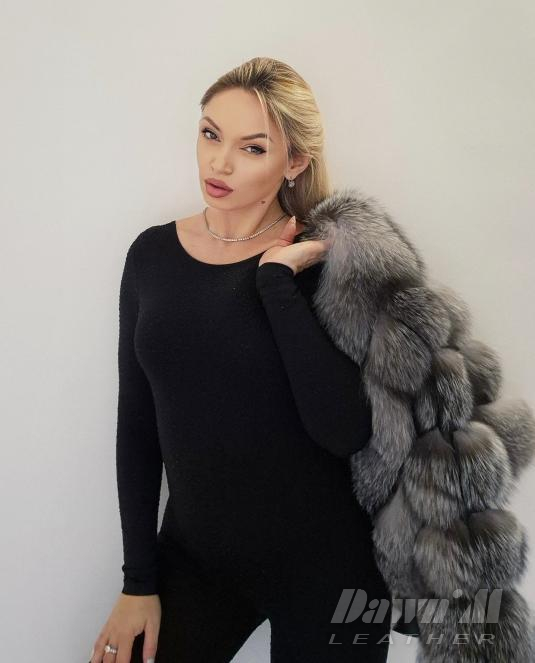 дамски кожух сребърна лисица - 10