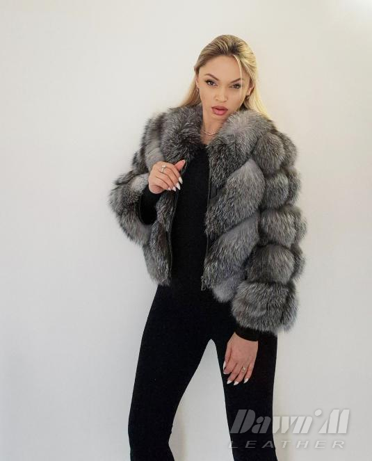 дамски кожух сребърна лисица - 8