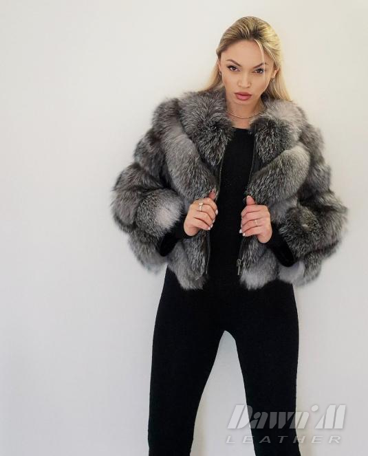 дамски кожух сребърна лисица - 7