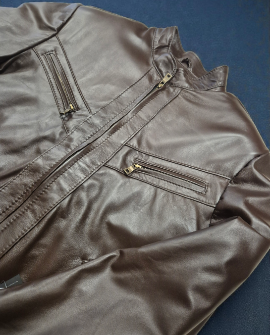 Мъжко кожено яке - 102 кафяво - 5