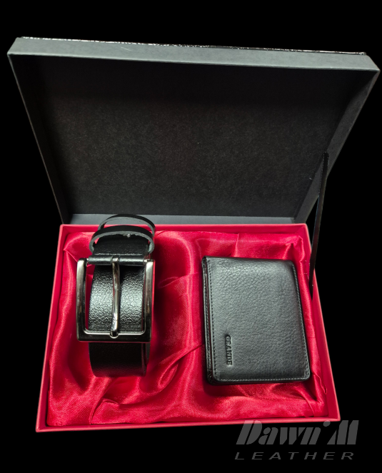 Подаръчен комплект мъжко кожено портмоне и кожен колан GRANDE MEN’S ESSENTIALS