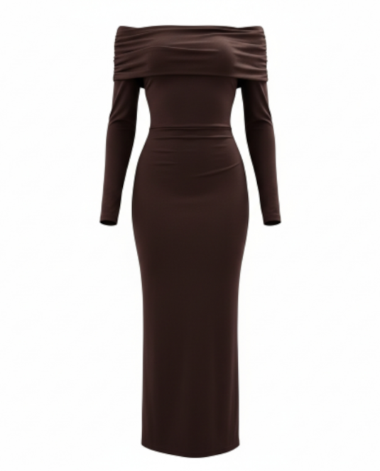 кафява дълга рокля - 1