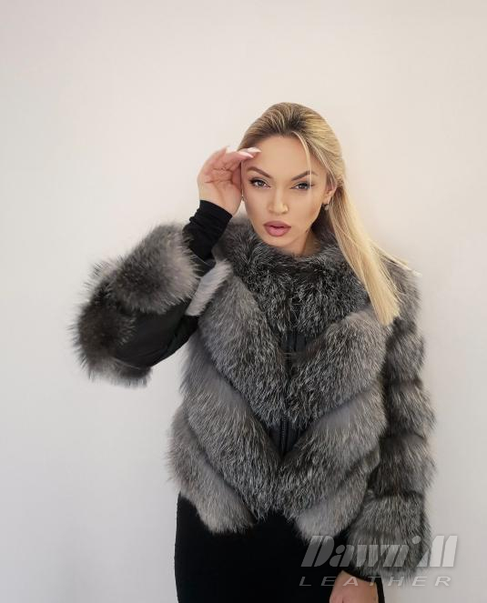 дамски кожух сребърна лисица - 5