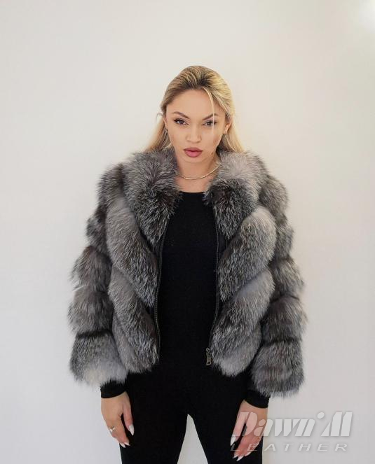 дамски кожух сребърна лисица - 6